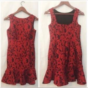 Ann Taylor Red Brocade Dress Size 2
